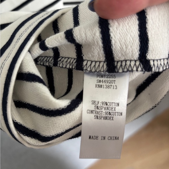 NEW Striped Cotton French Terry Utility
Sleeveless Top L White/Navy - Picture 9 of 10